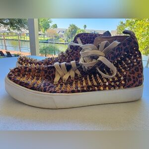 Steve Madden Leopard Print Sneakers with Gold Accents